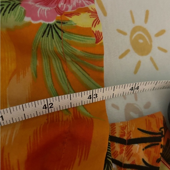 Puerto Rico Womens Dress Hawaiian Midi Tie Back Ankle Slits Orange Yellow Sz Med - Picture 10 of 12